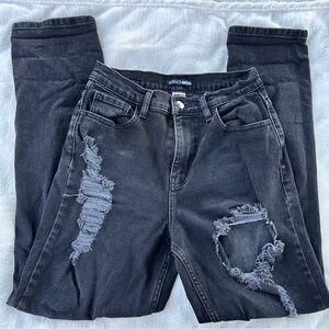 Fashion Nova Charcoal Distressed Skinny Jeans size 5 26